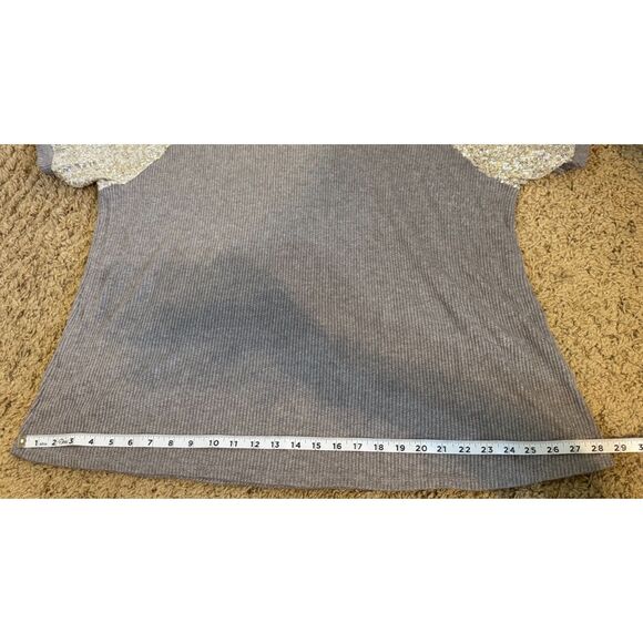 Tea, Please Grey Sequined Short Sleeve Shirt Women's Size 3X - Picture 9 of 9